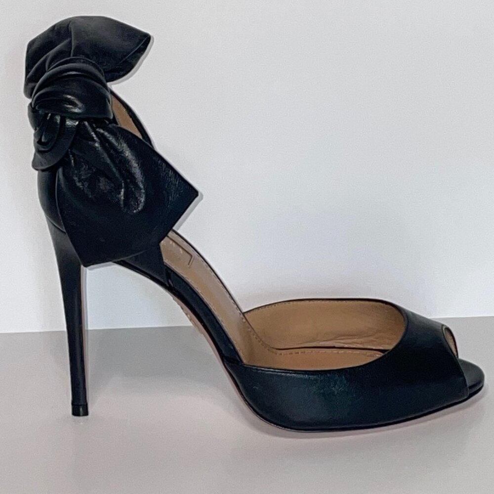 Aquazzura VERSAILLES d'Orsay Bow Peep Toe Stilettos
